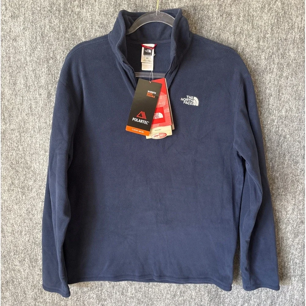 The North Face Mens TKA 100 Glacier‎ Polartec Fleece Quarter Zip Navy Blue M NEW